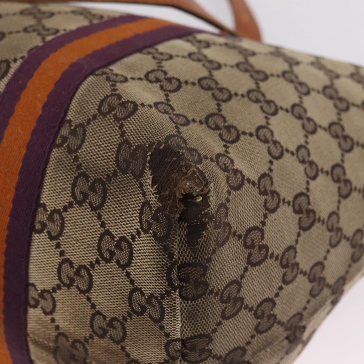 GUCCI GG Canvas Sherry Line Tote Bag Beige Gold 139260 Auth 210127