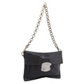 PRADA Chain Shoulder Bag Leather Black Silver Auth 210166A