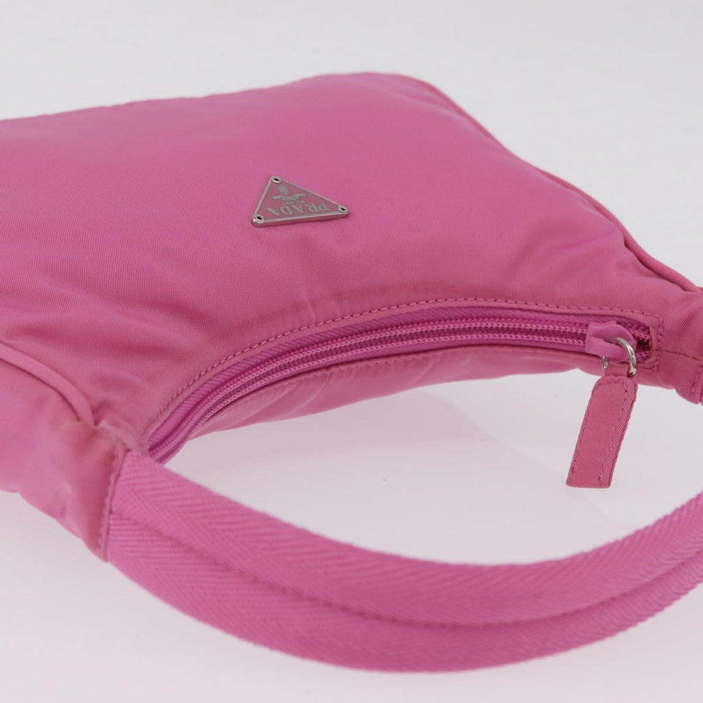 PRADA Hand pouch Hand Bag Nylon Pink Silver Auth 210315A