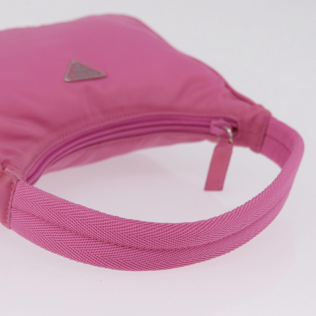 PRADA Hand pouch Hand Bag Nylon Pink Silver Auth 210315A