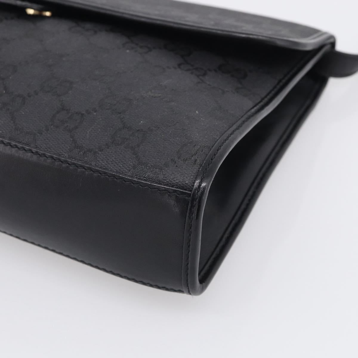 GUCCI GG Canvas Shoulder Bag Black Gold 004 49 0195 Auth 210635