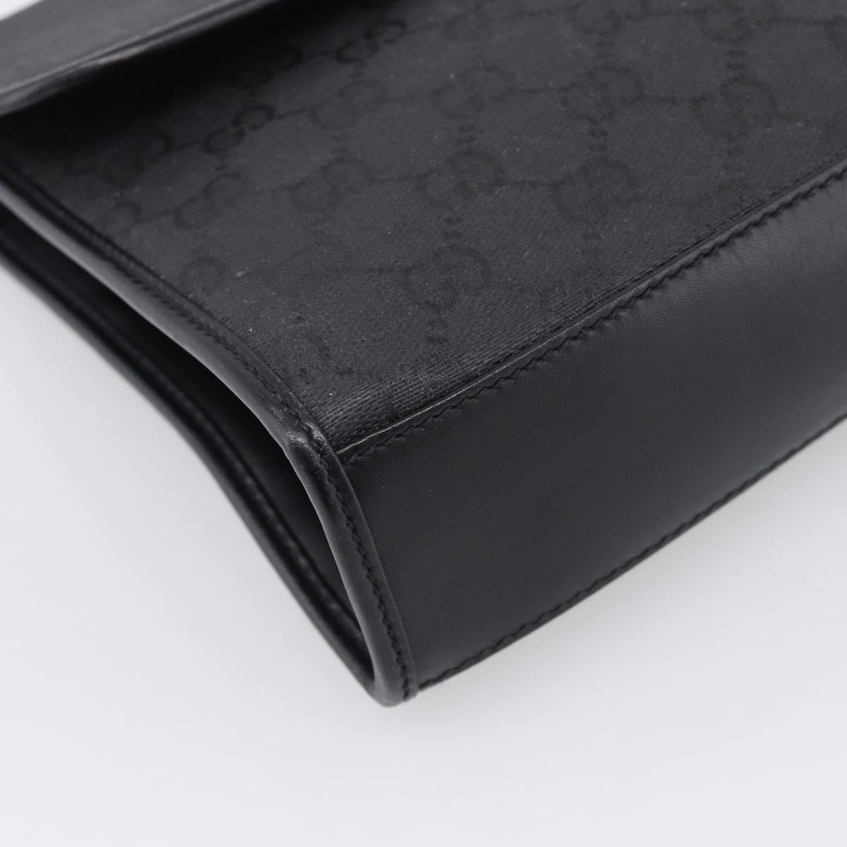 GUCCI GG Canvas Shoulder Bag Black Gold 004 49 0195 Auth 210635