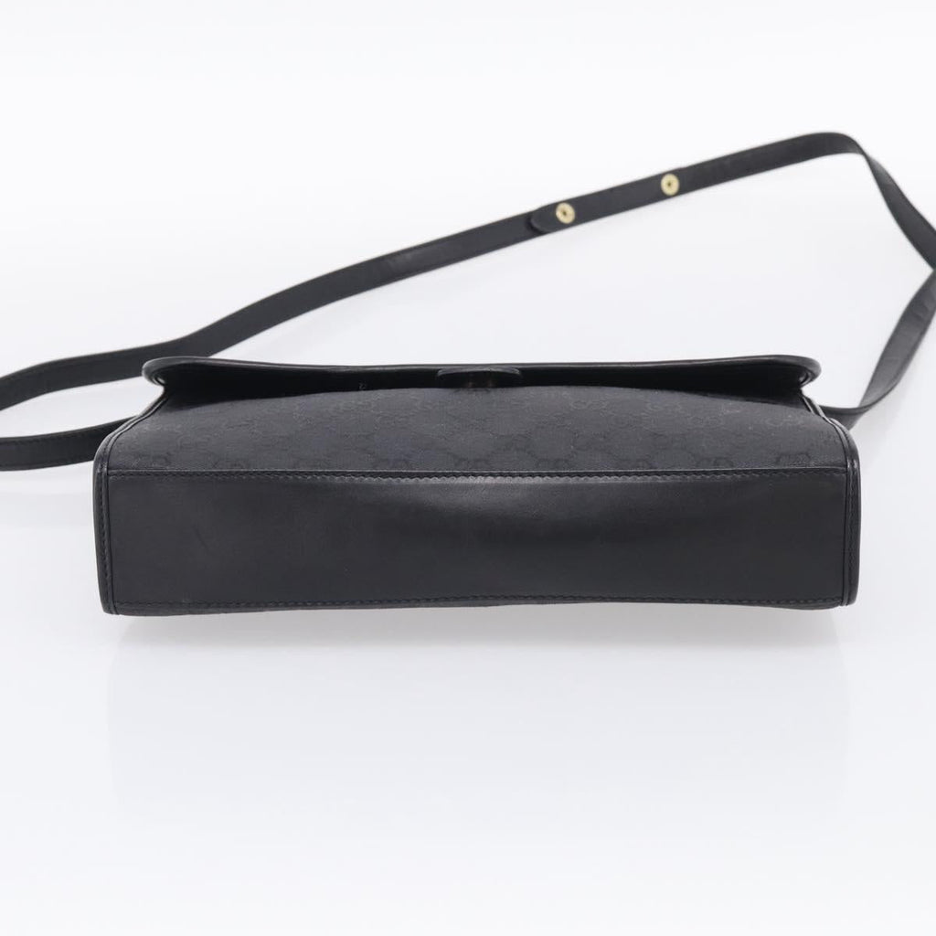 GUCCI GG Canvas Shoulder Bag Black Gold 004 49 0195 Auth 210635