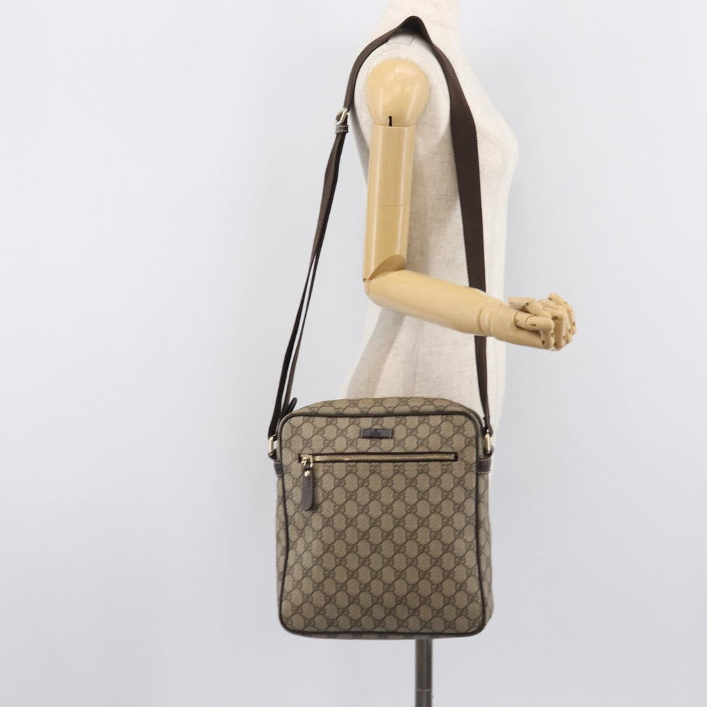 GUCCI GG Supreme Shoulder Bag PVC Beige Gold 201448 Auth 210644A