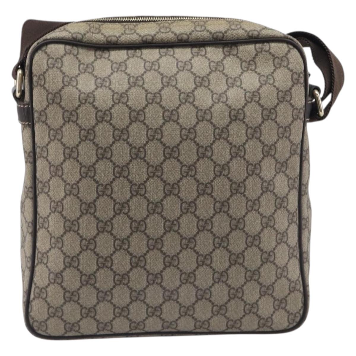 GUCCI GG Supreme Shoulder Bag PVC Beige Gold 201448 Auth 210644A