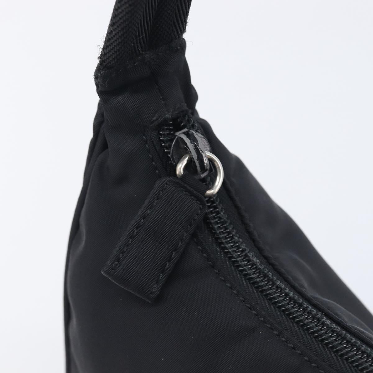 PRADA Hand Pouch Nylon Black Silver Auth 210726V