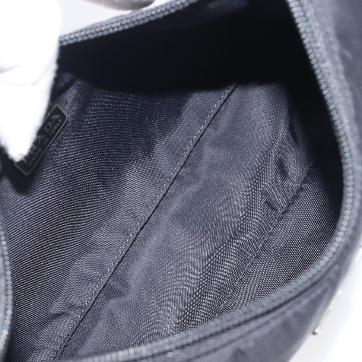 PRADA Hand Pouch Nylon Black Silver Auth 210726V