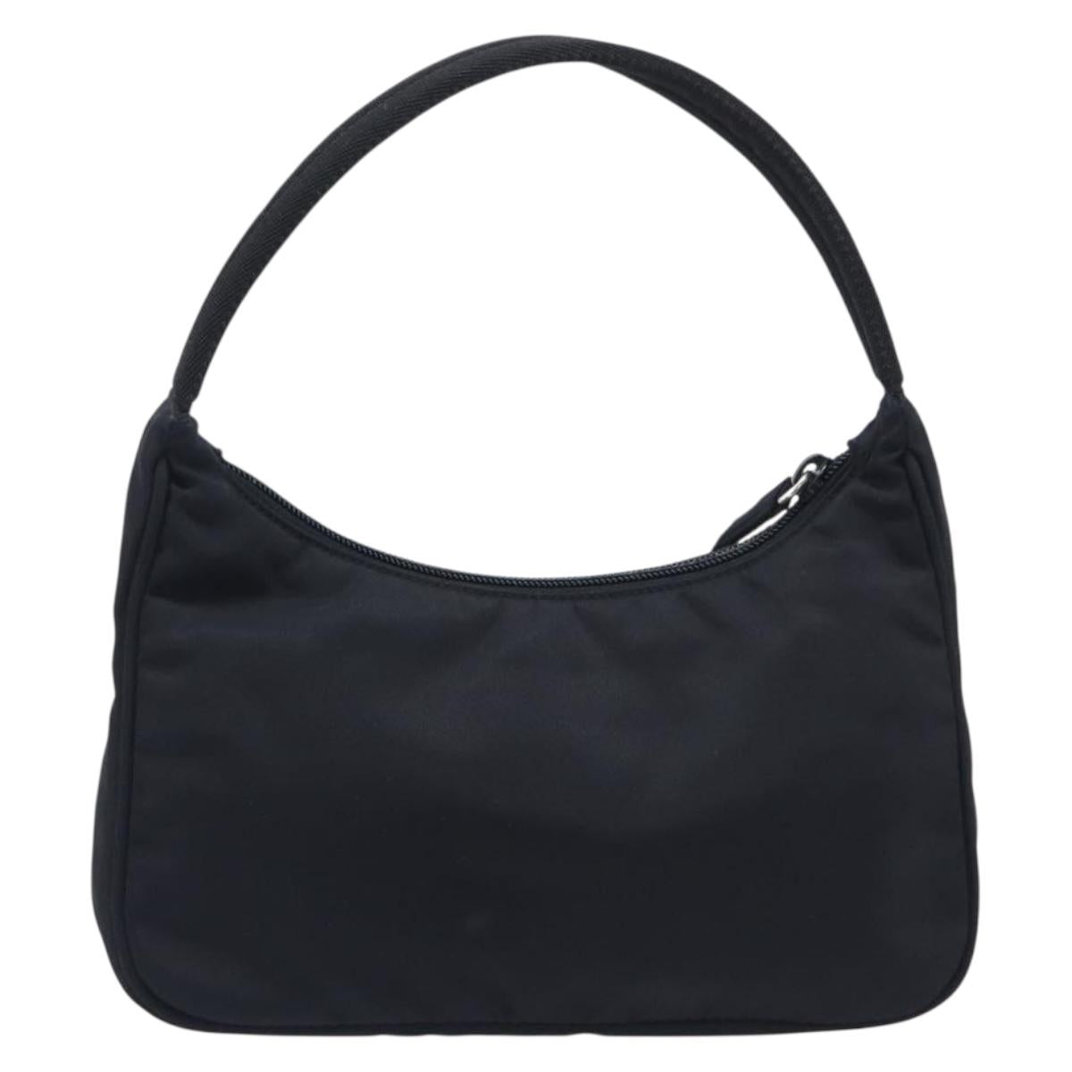 PRADA Hand Pouch Nylon Black Silver Auth 210726V