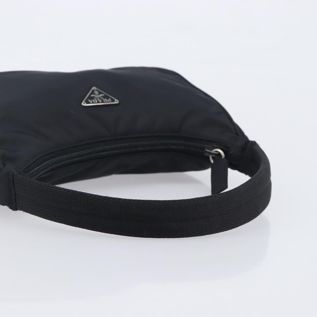 PRADA Hand Pouch Nylon Black Silver Auth 210726V