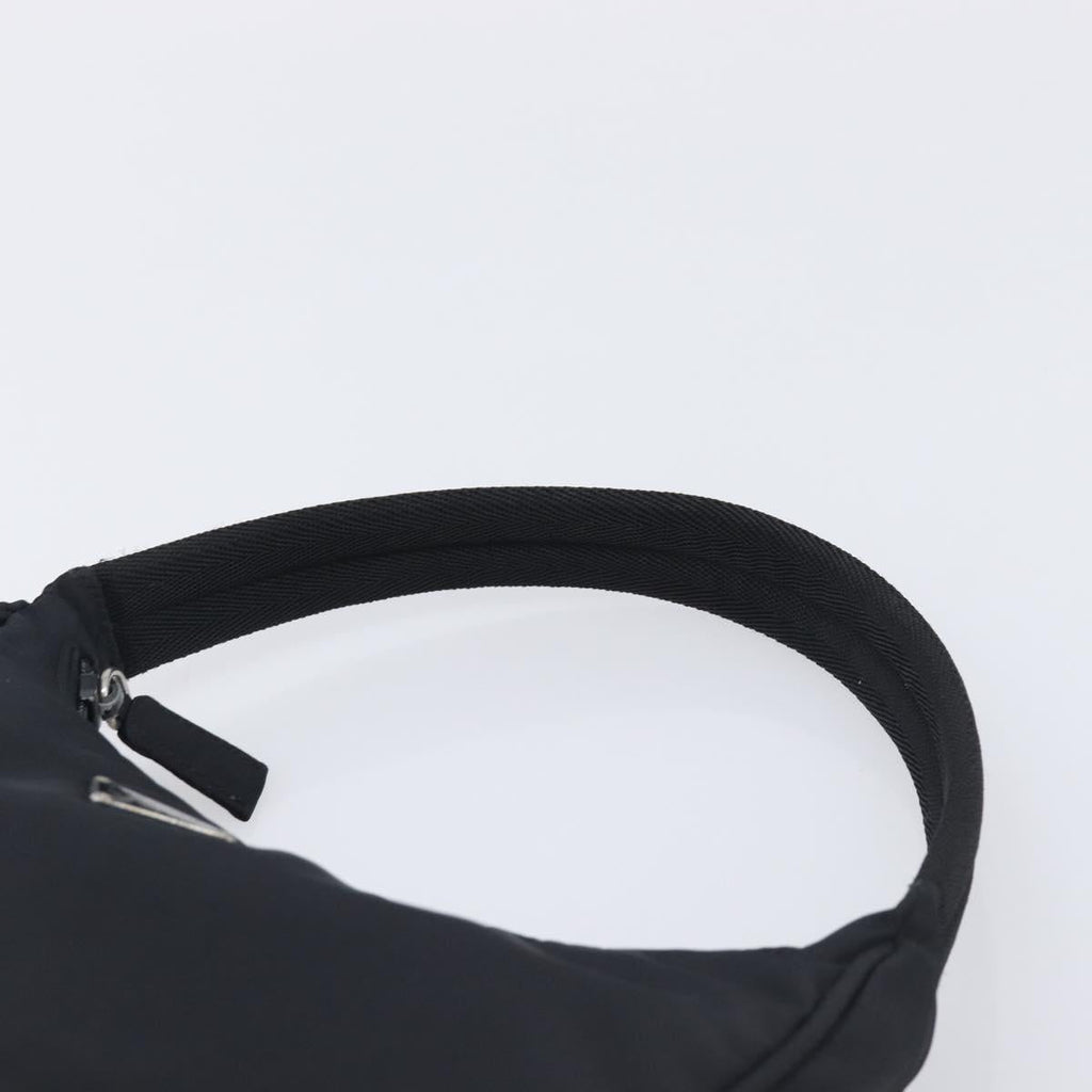 PRADA Hand Pouch Nylon Black Silver Auth 210726V