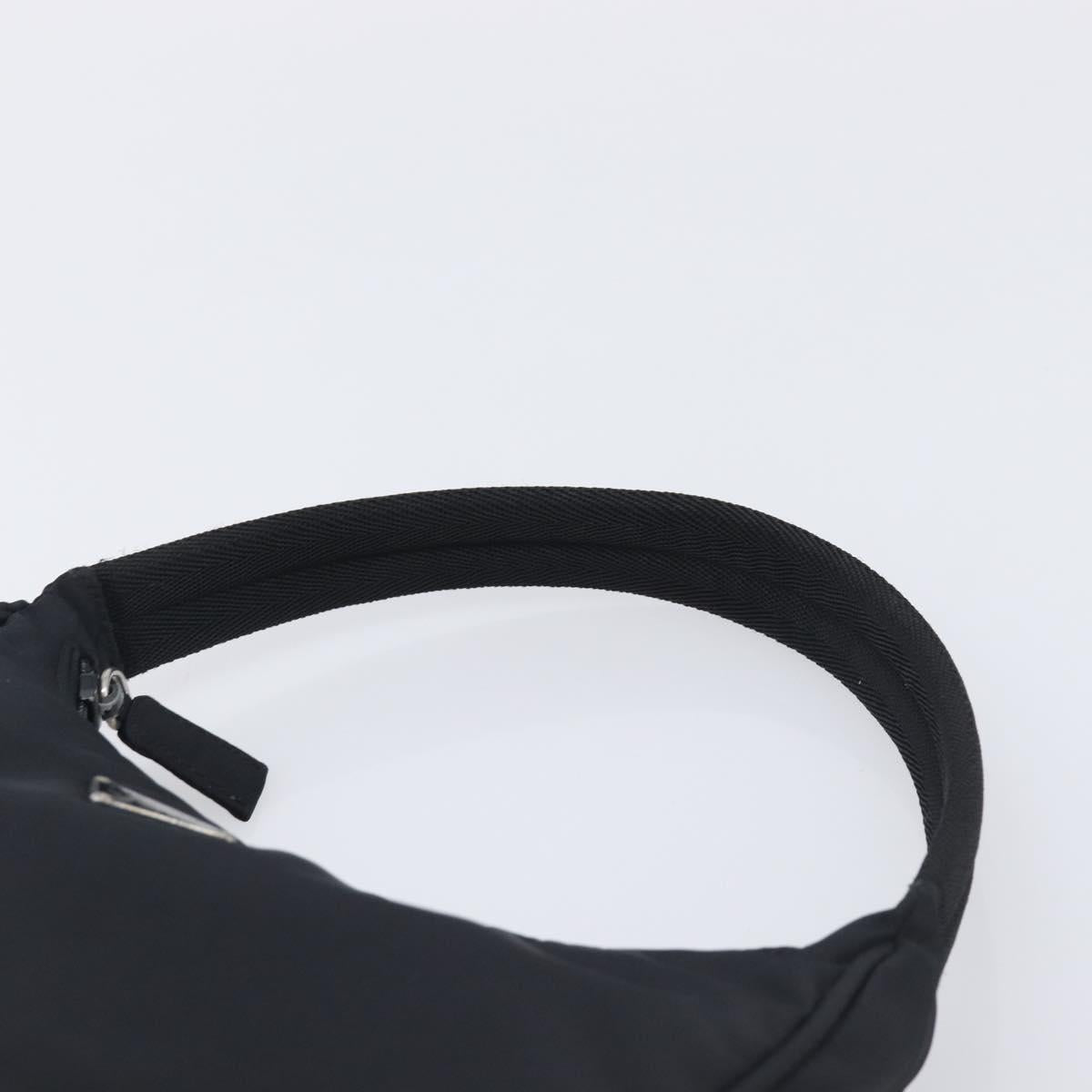 PRADA Hand Pouch Nylon Black Silver Auth 210726V
