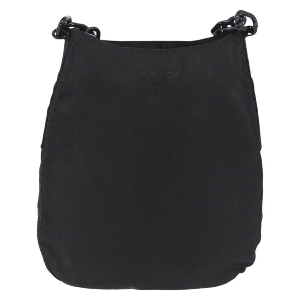 PRADA Plastic Chain Shoulder Bag Nylon Black Silver Auth 210743A