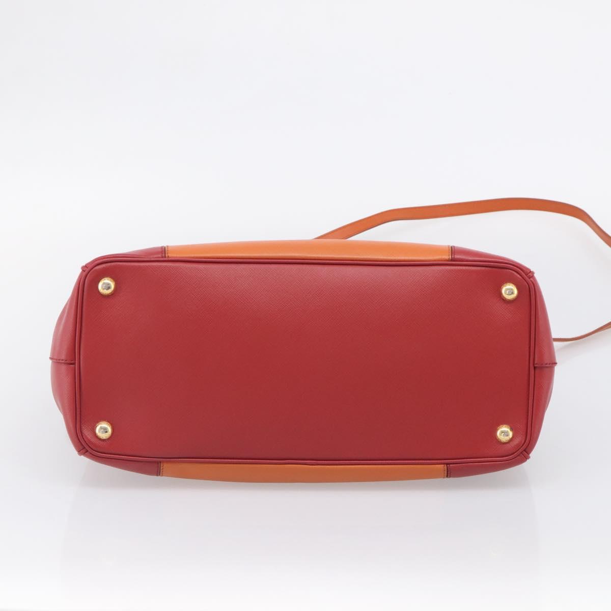 PRADA Galleria Hand Bag Saffiano 2way Orange Gold Auth 210749V