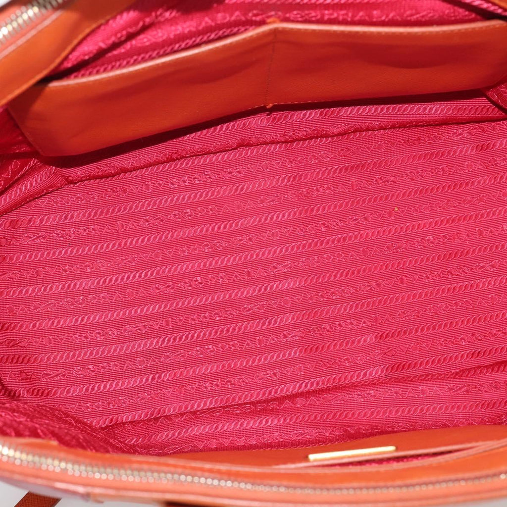 PRADA Galleria Hand Bag Saffiano 2way Orange Gold Auth 210749V