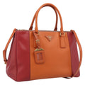 PRADA Galleria Hand Bag Saffiano 2way Orange Gold Auth 210749V