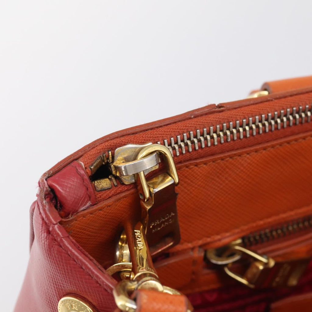 PRADA Galleria Hand Bag Saffiano 2way Orange Gold Auth 210749V