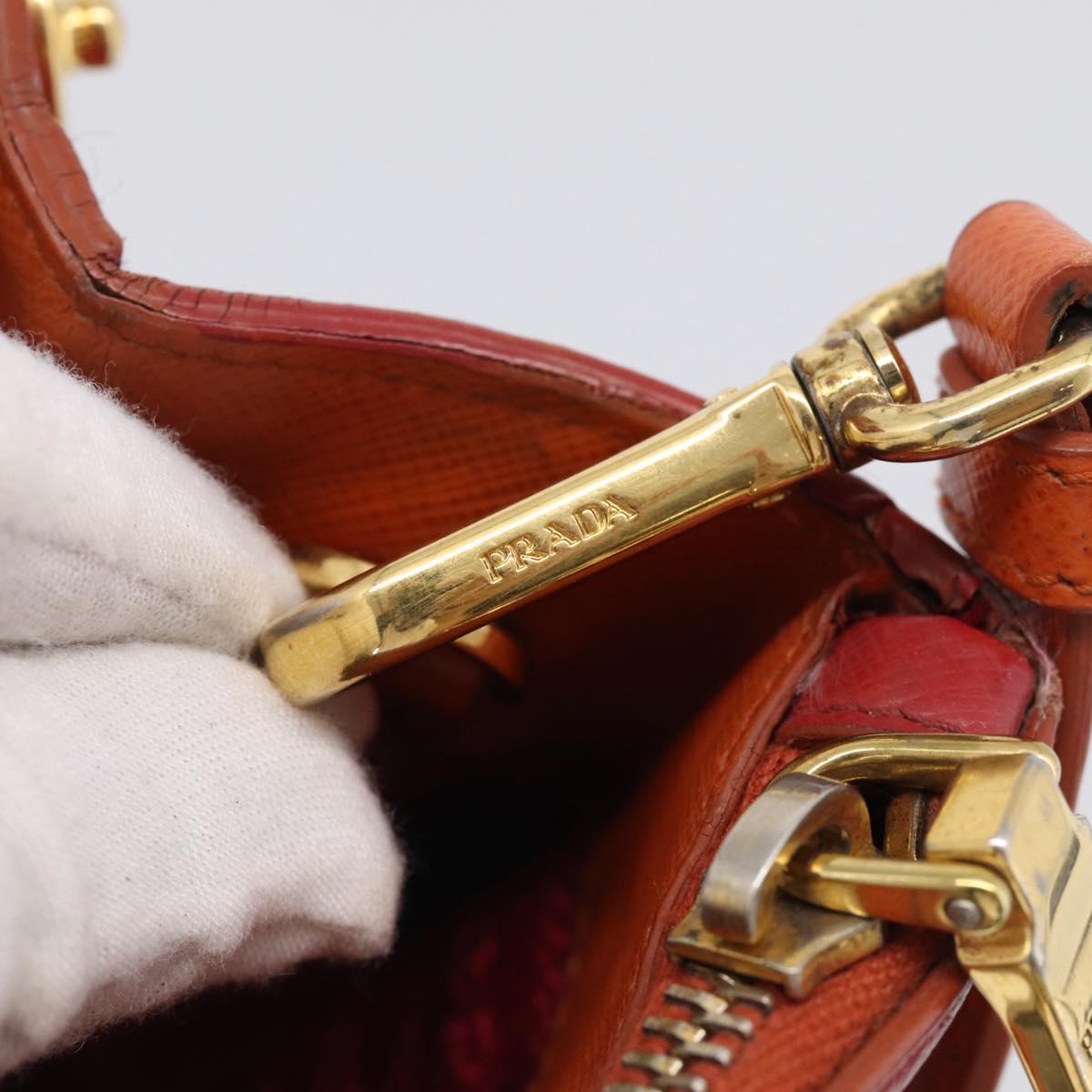 PRADA Galleria Hand Bag Saffiano 2way Orange Gold Auth 210749V