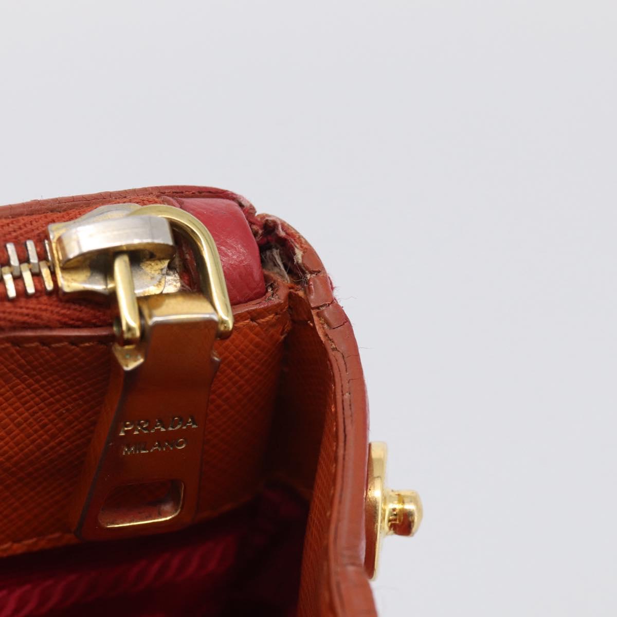 PRADA Galleria Hand Bag Saffiano 2way Orange Gold Auth 210749V