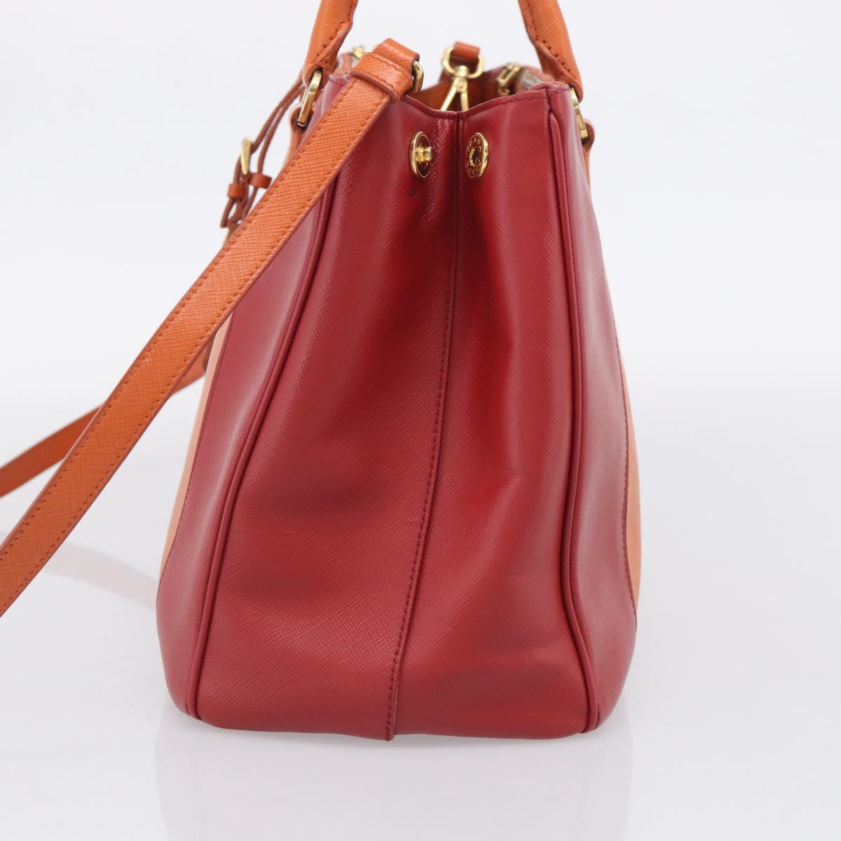 PRADA Galleria Hand Bag Saffiano 2way Orange Gold Auth 210749V