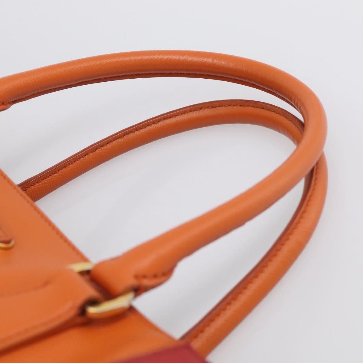 PRADA Galleria Hand Bag Saffiano 2way Orange Gold Auth 210749V