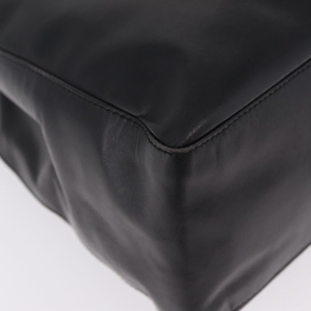 PRADA Chain Shoulder Tote Bag Leather Black Auth 211021A