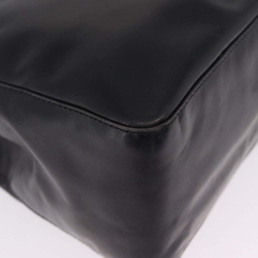 PRADA Chain Shoulder Tote Bag Leather Black Auth 211021A