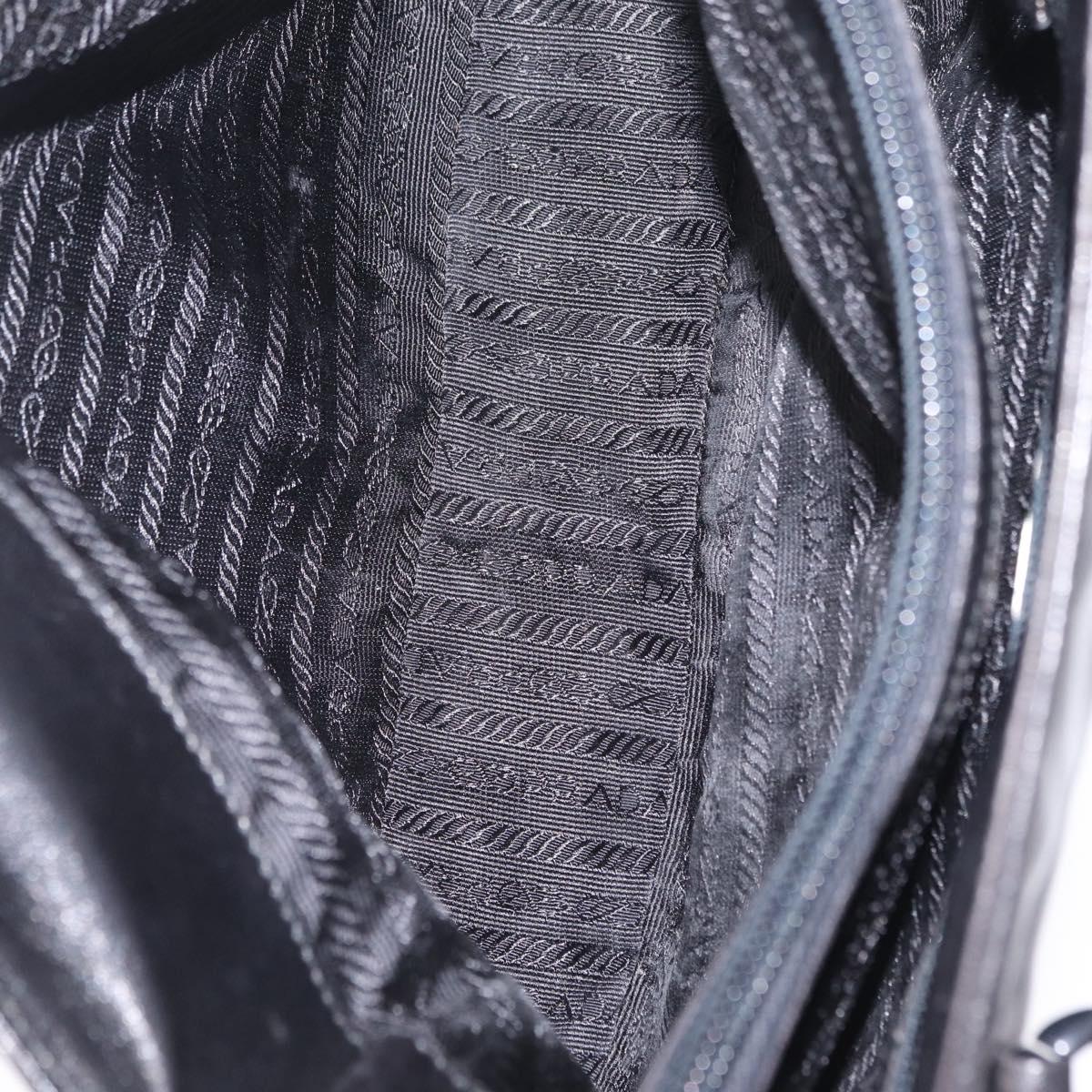 PRADA Chain Shoulder Tote Bag Leather Black Auth 211021A