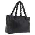 PRADA Chain Shoulder Tote Bag Leather Black Auth 211021A