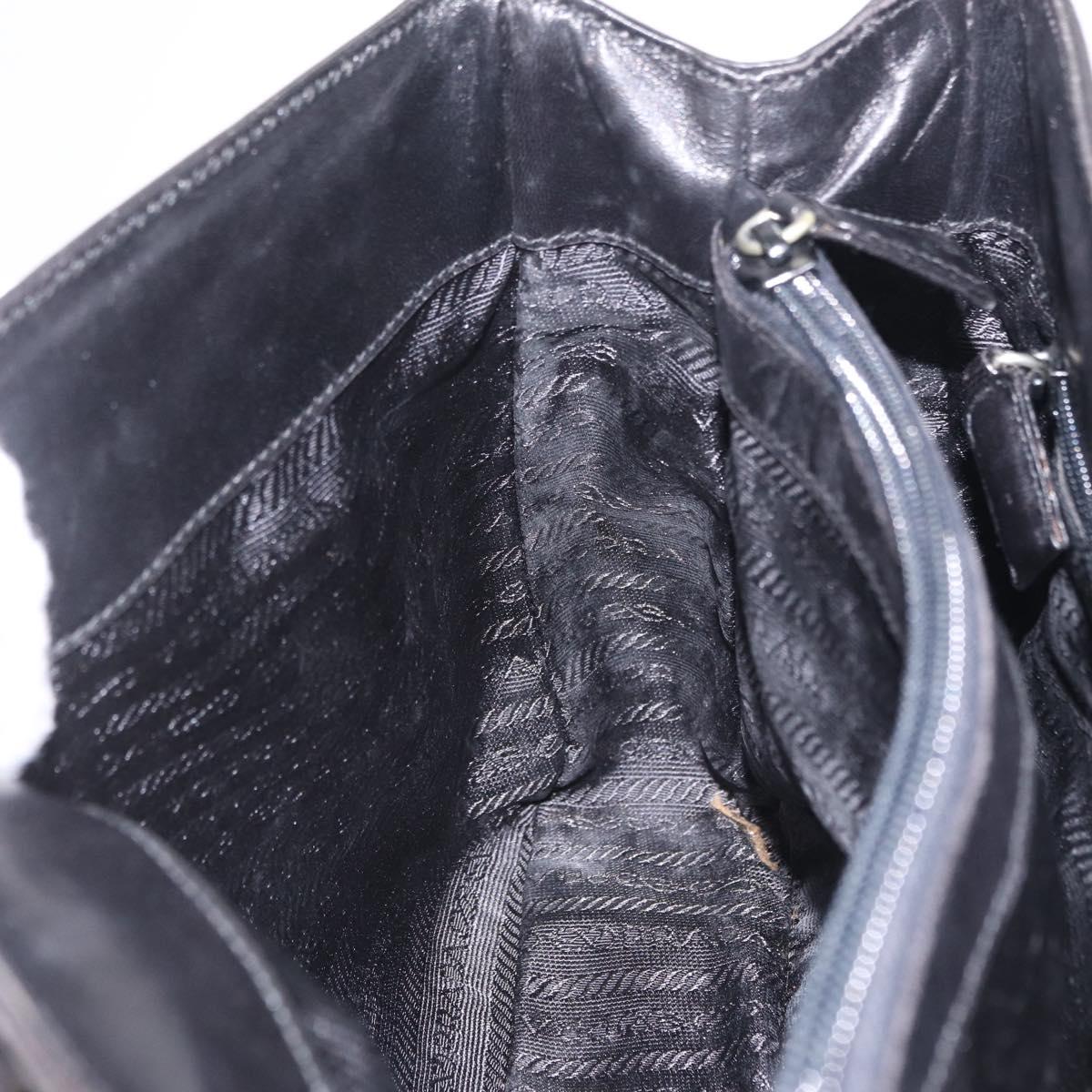 PRADA Chain Shoulder Tote Bag Leather Black Auth 211021A