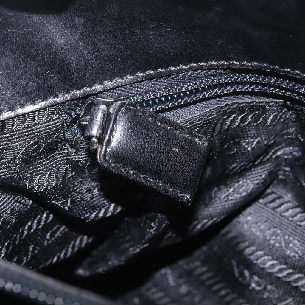PRADA Chain Shoulder Tote Bag Leather Black Auth 211021A