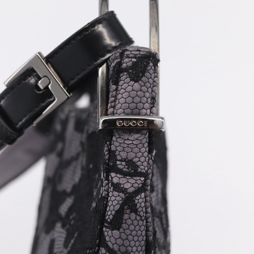 GUCCI Shoulder Bag Satin Purple Silver Auth 211898V