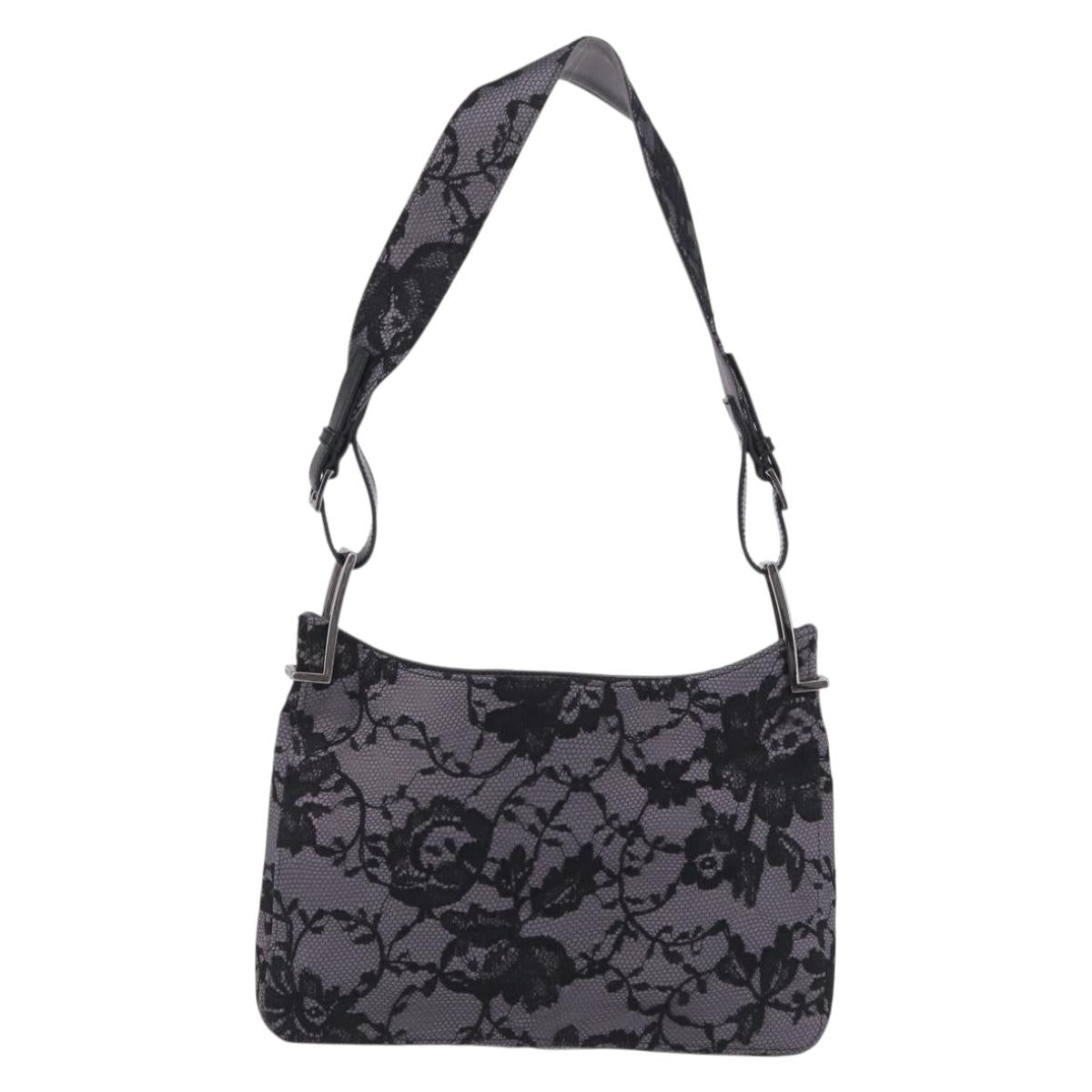 GUCCI Shoulder Bag Satin Purple Silver Auth 211898V