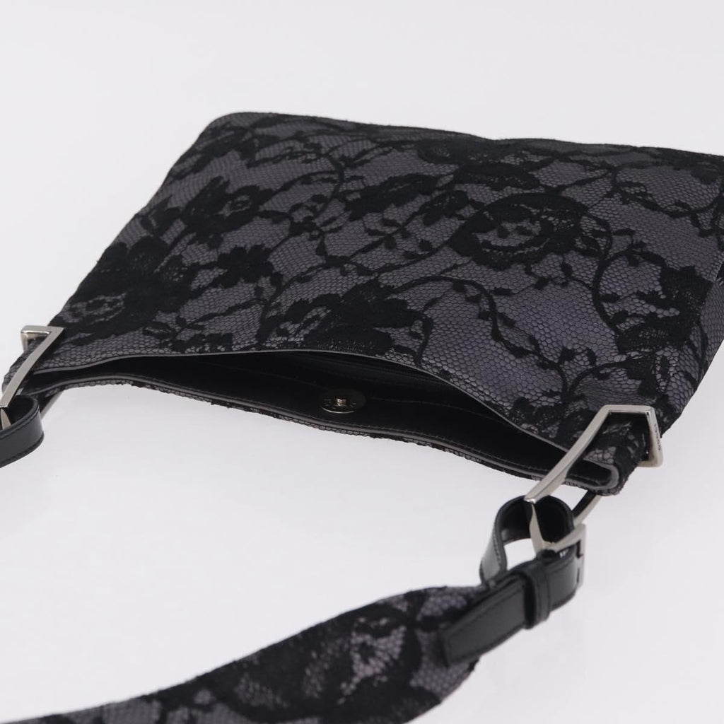 GUCCI Shoulder Bag Satin Purple Silver Auth 211898V