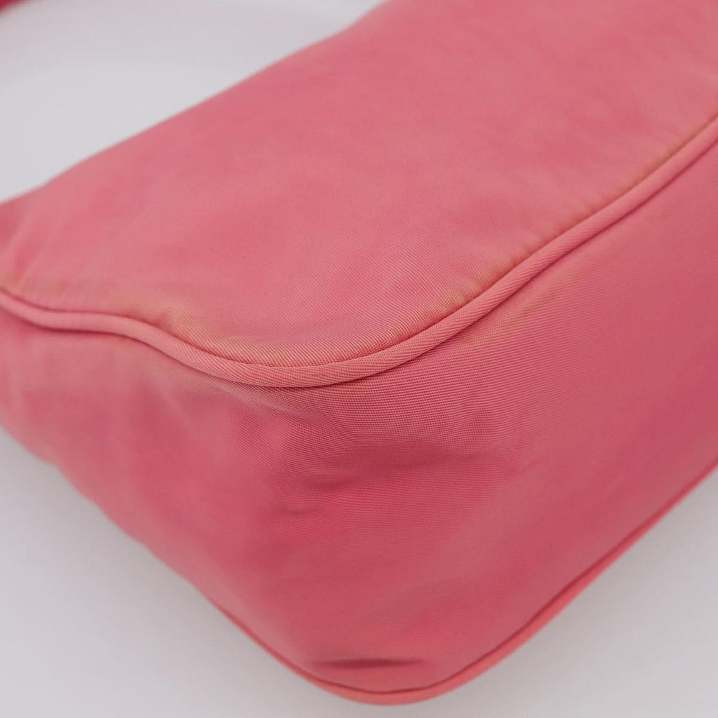 PRADA Hand Pouch Hand Bag Nylon Pink Silver Auth 213002