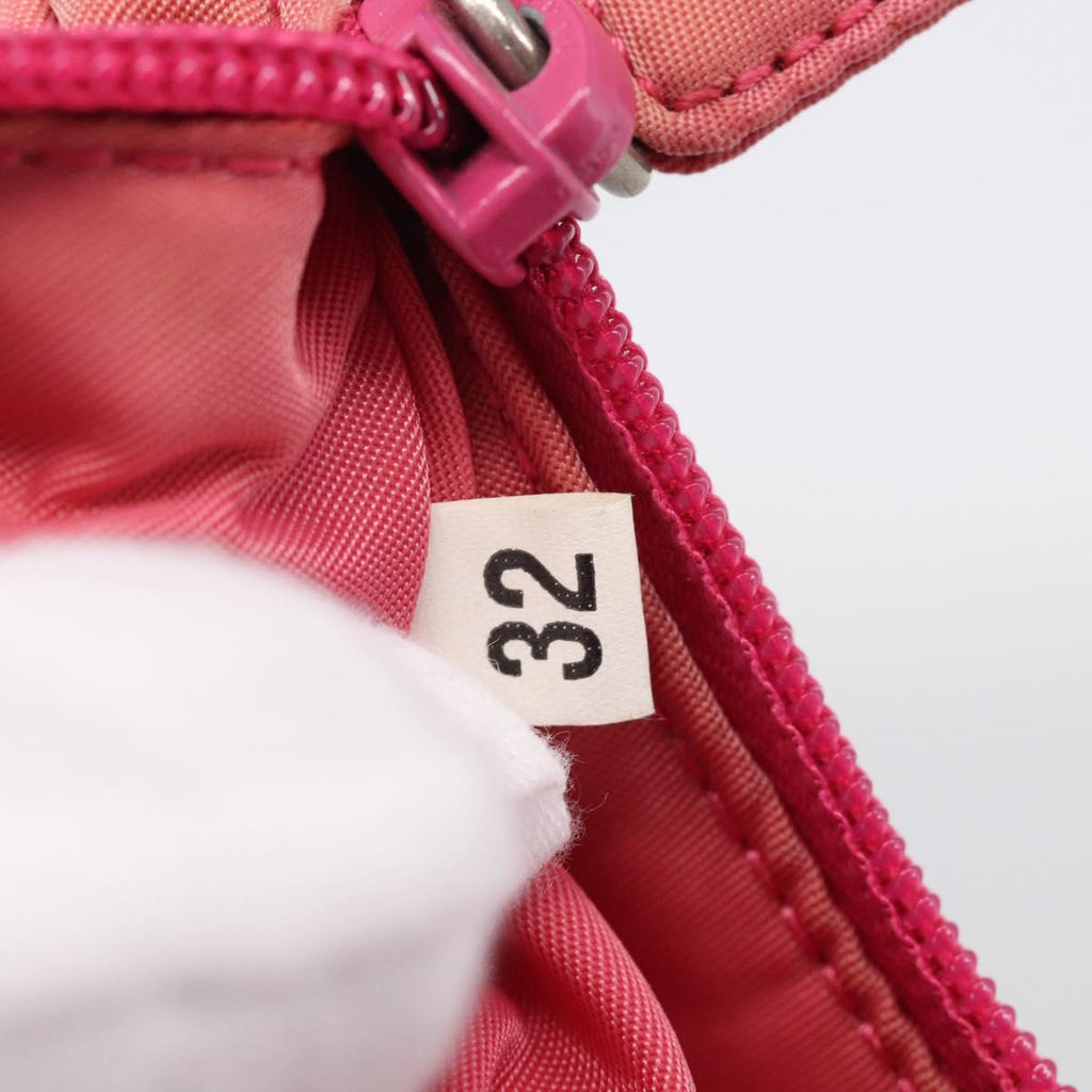 PRADA Hand Pouch Hand Bag Nylon Pink Silver Auth 213002