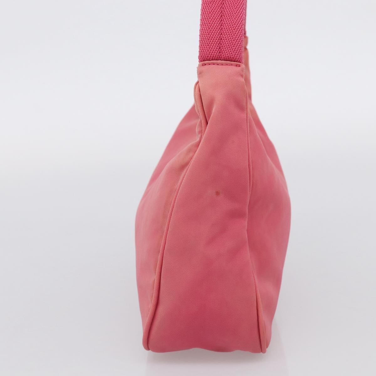 PRADA Hand Pouch Hand Bag Nylon Pink Silver Auth 213002