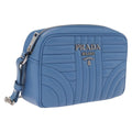 PRADA Chain Shoulder Bag Leather Light Blue Silver Auth 213060M