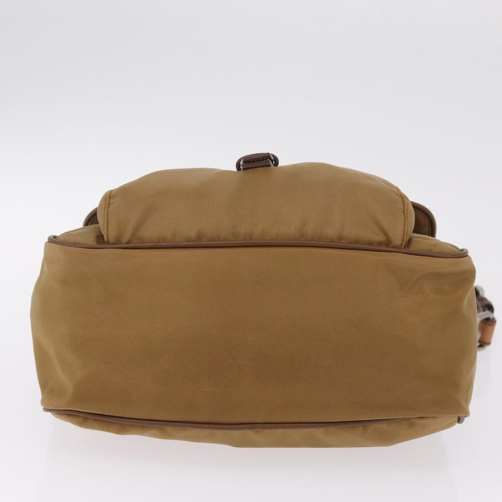 PRADA Shoulder Bag Nylon Brown Silver Auth 213150A