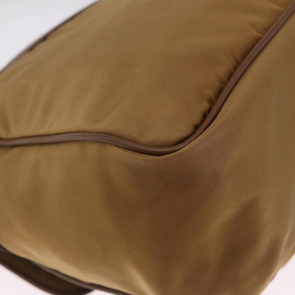 PRADA Shoulder Bag Nylon Brown Silver Auth 213150A