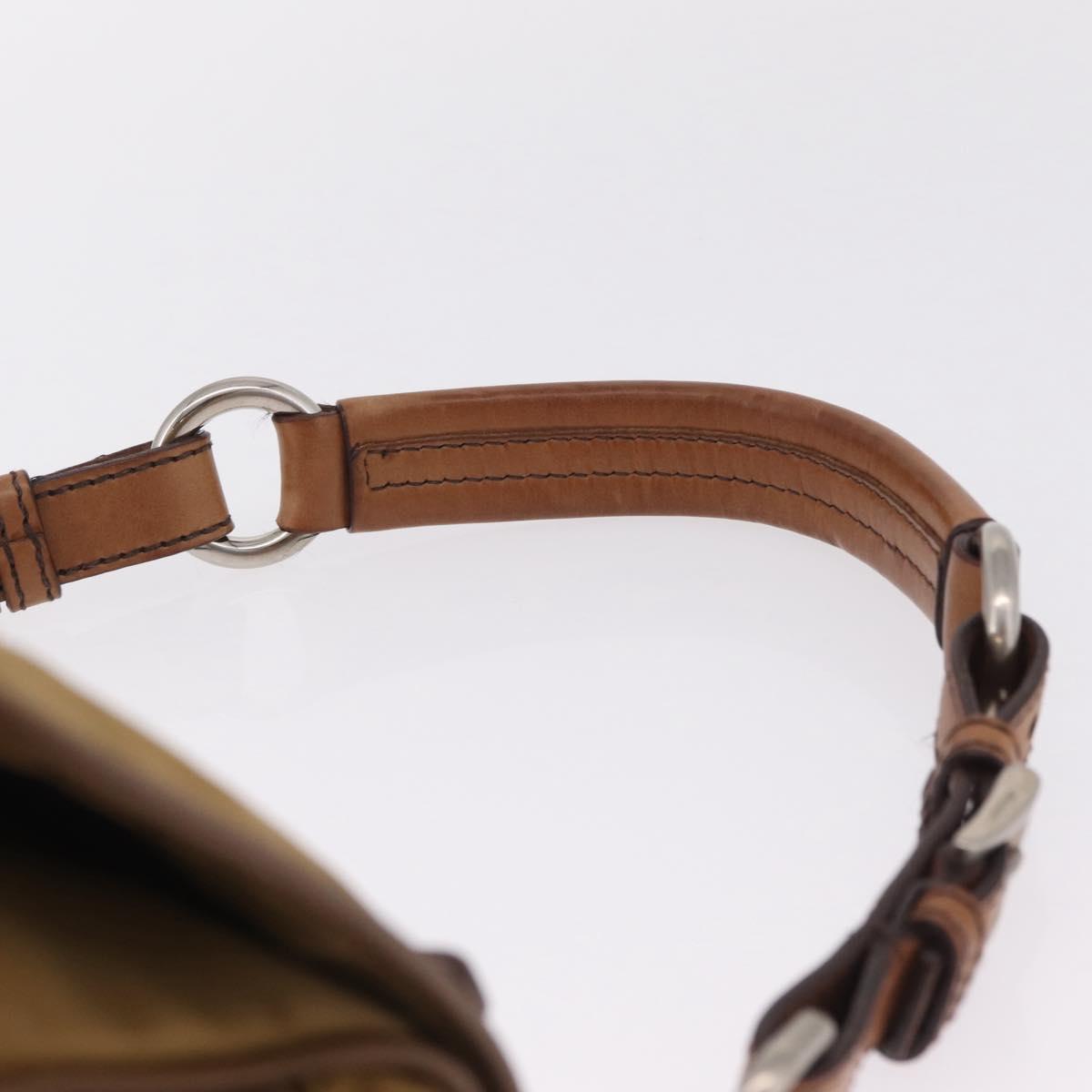 PRADA Shoulder Bag Nylon Brown Silver Auth 213150A