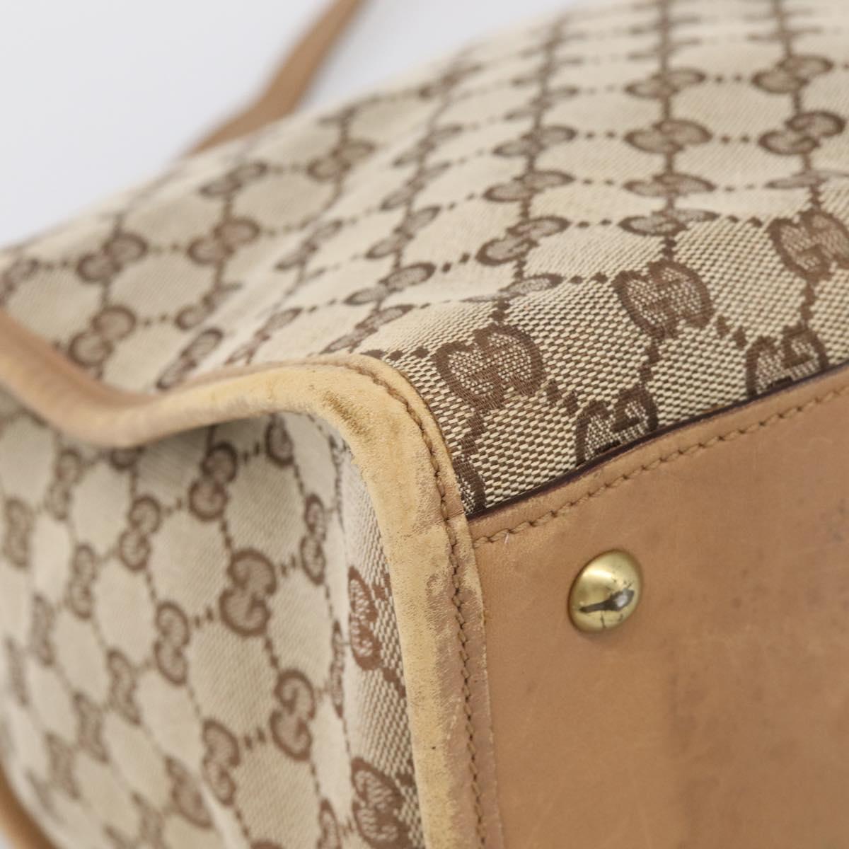 GUCCI GG Canvas Shoulder Bag Beige Gold 109101 Auth 213151