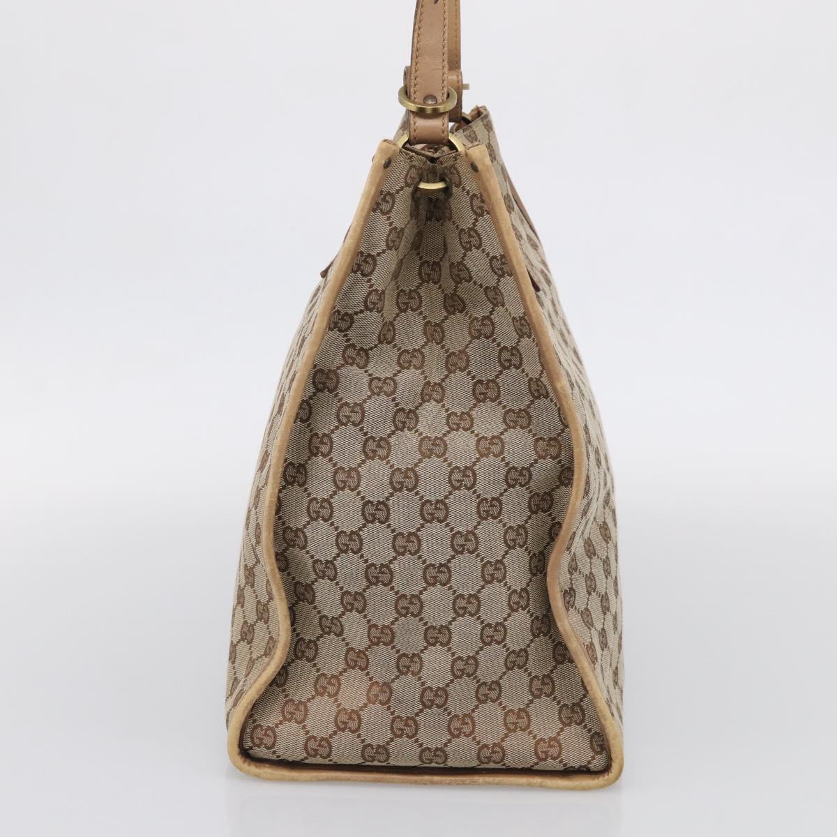 GUCCI GG Canvas Shoulder Bag Beige Gold 109101 Auth 213151