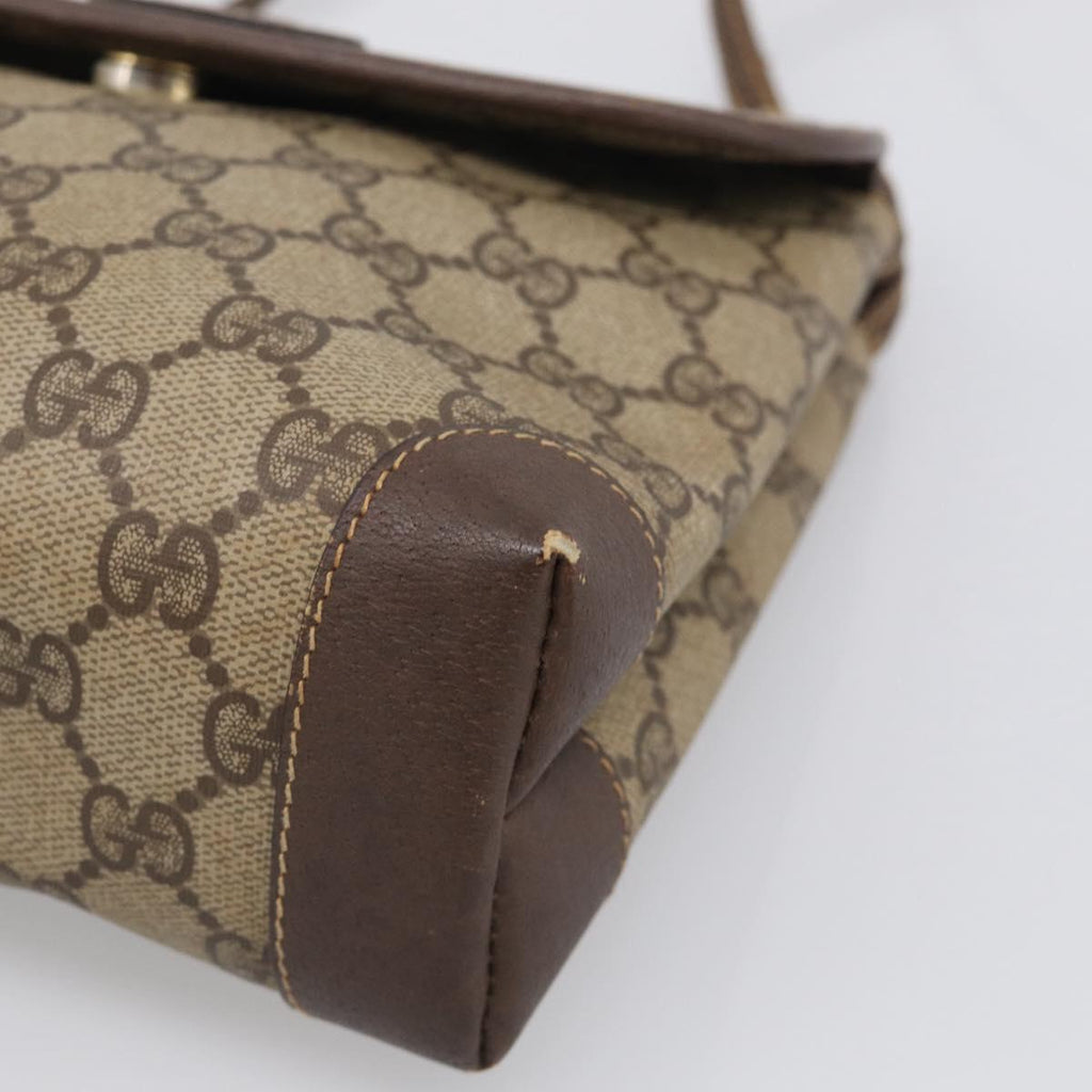 GUCCI GG Supreme Shoulder Bag PVC Beige Gold 007 123 0087 Auth 213180