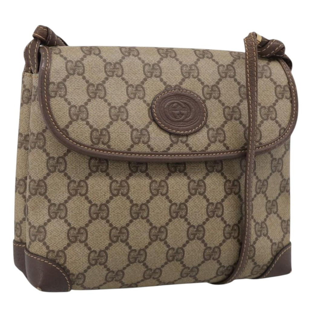 GUCCI GG Supreme Shoulder Bag PVC Beige Gold 007 123 0087 Auth 213180