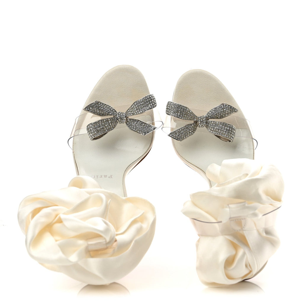 Satin Crystal PVC Astrinodo 100 Sandals 39 Ivory