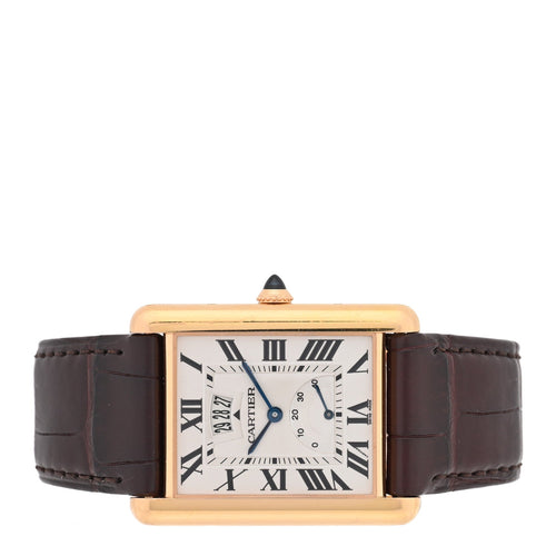 18K Pink Gold Alligator 30mm Tank Louis Manual Winding Watch