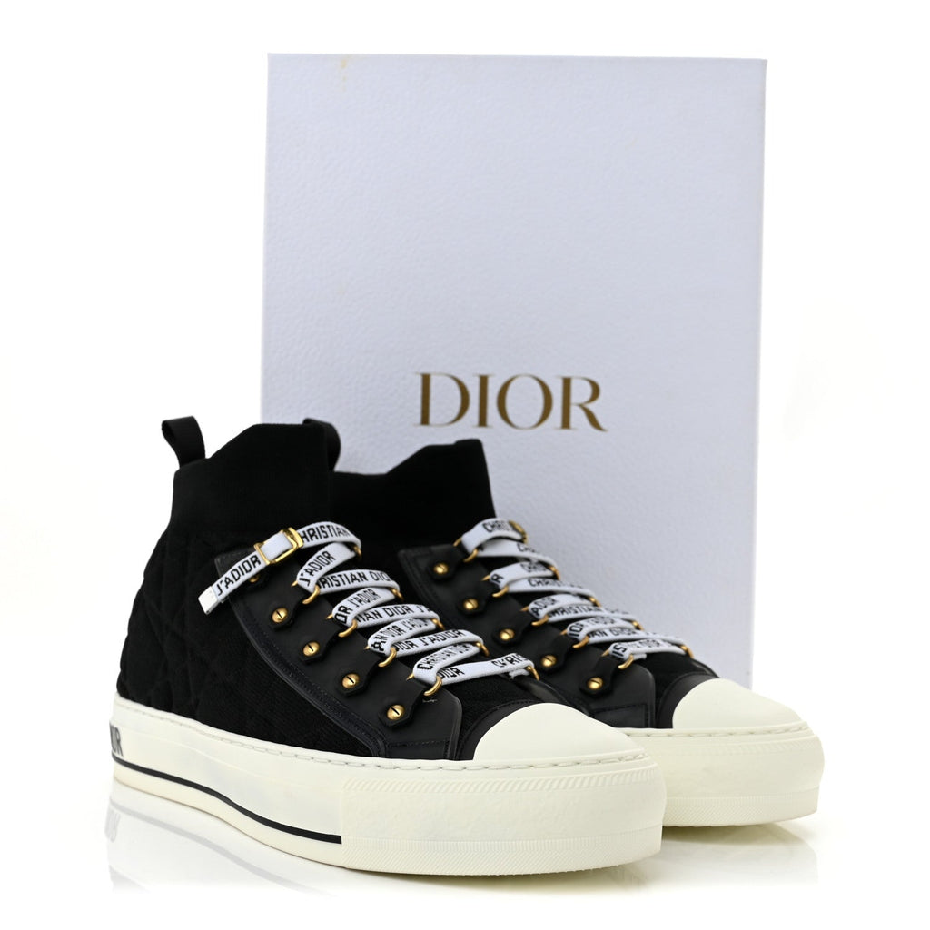 Technical Mesh Macrocannage Womens Walk'n Dior High Top Sneakers 38.5 Black