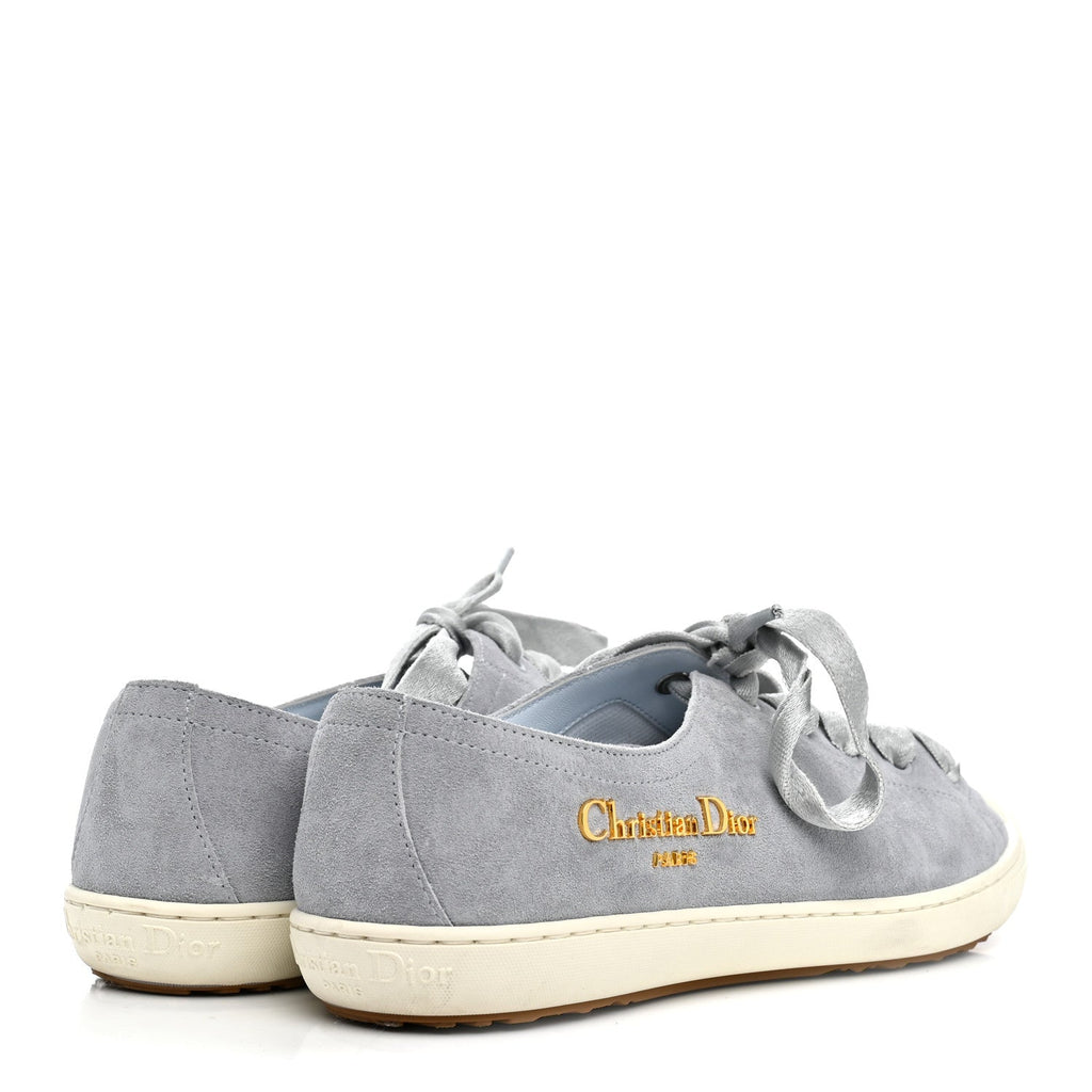 Suede Calfskin Lucky Low Top Sneakers 38 Blue