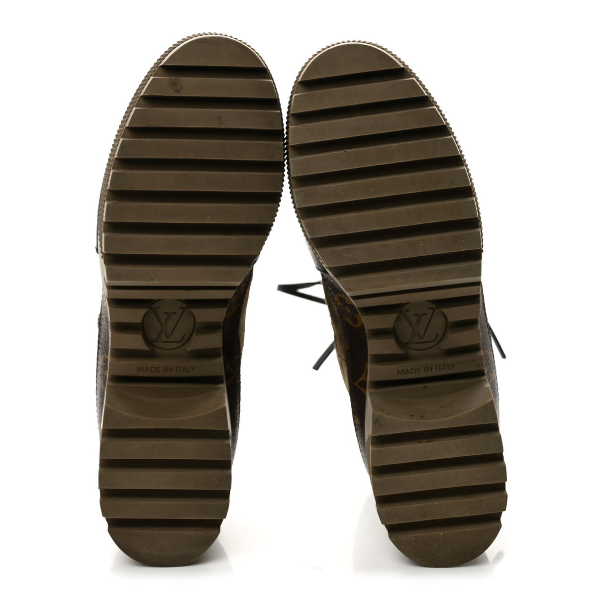 Suede Calfskin Monogram Laureate Platform Desert Boots 38 Taupe
