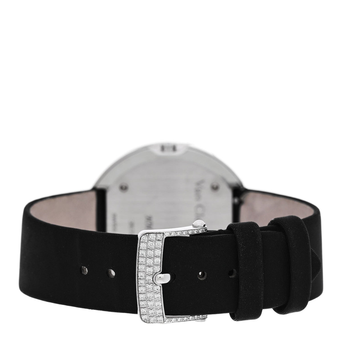18K White Gold Satin Diamond Pave Bezel 38mm Charms Quartz Watch